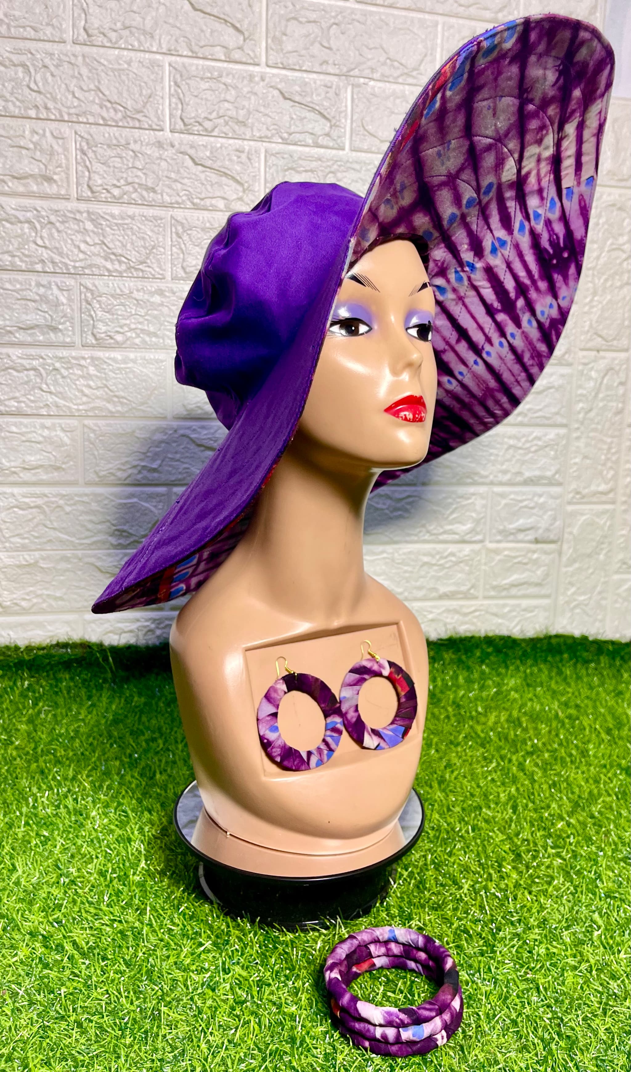 Adire/Batik reversible Sun Hat set