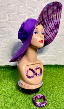 Adire/Batik reversible Sun Hat set